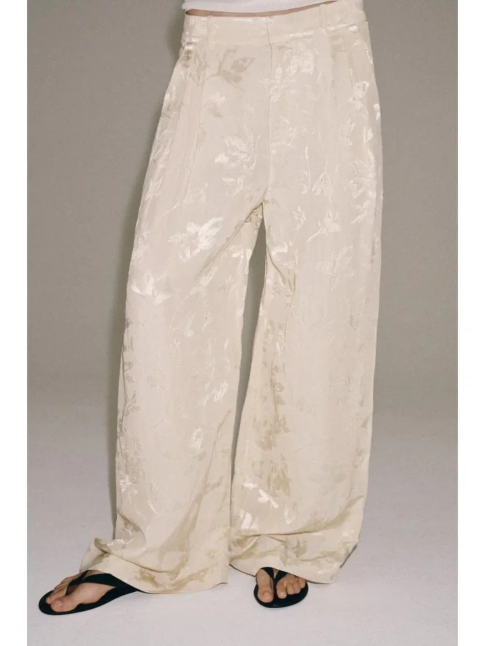 ZARA ZW COLLECTION JACQUARD LINEN PANTS